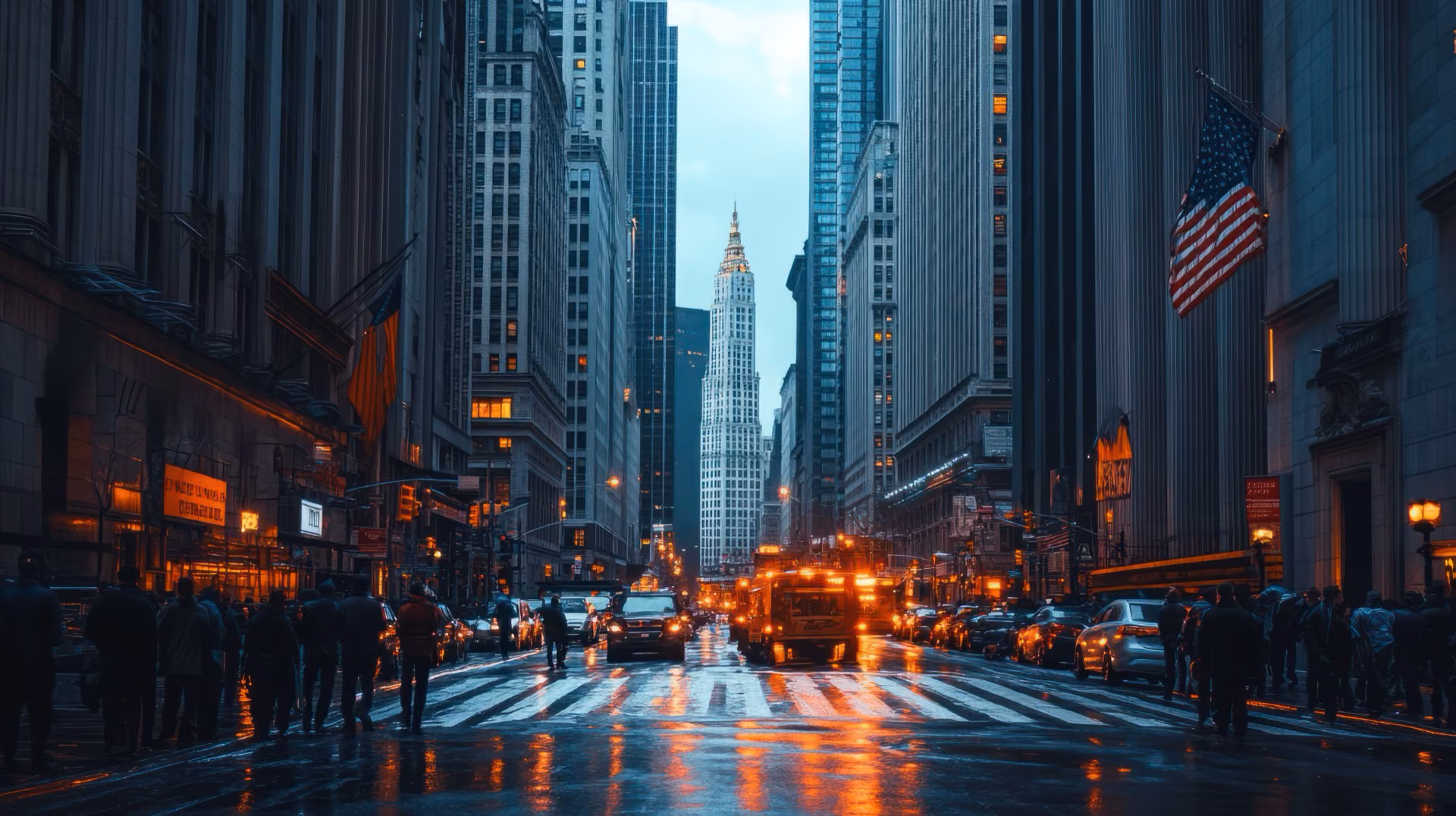 Financial district at dusk — enterprise software environment